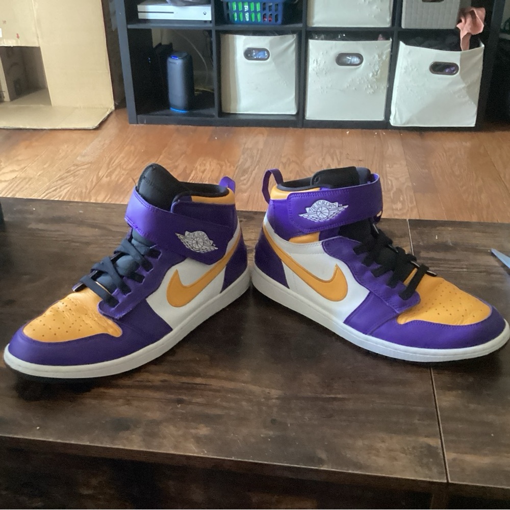 Jordan Purple and Yellow Sneakers - Picture 3 of 8
